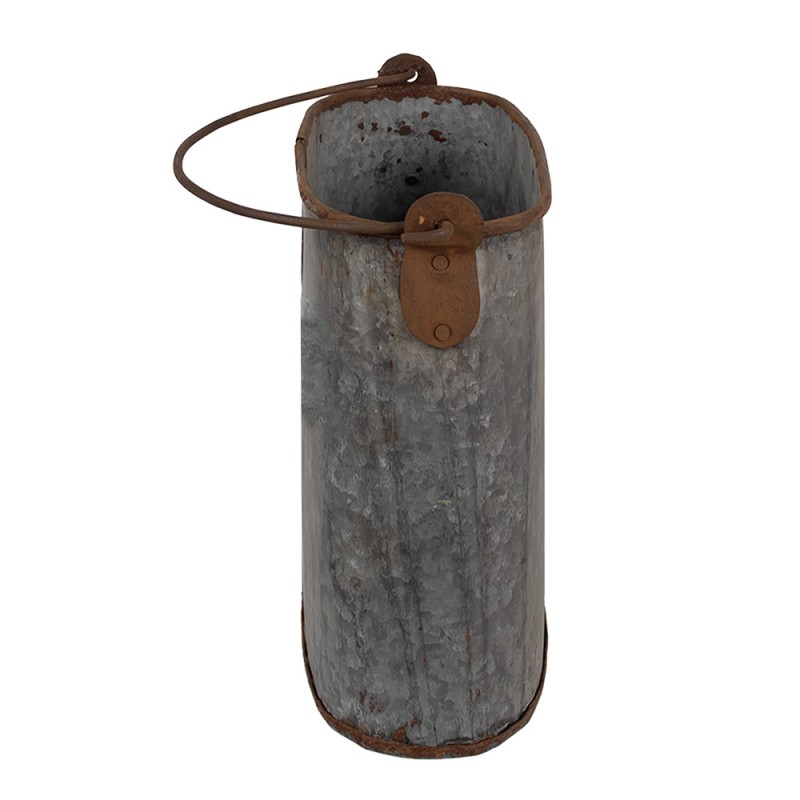 Clayre & Eef 6UNY0017 Decoratie Emmer 24x14x28 Cm Grijs IJzer Ovaal