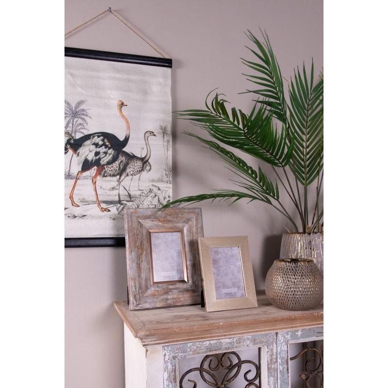 Clayre & Eef 6WK0031 Wandkleed 40x2x60 Cm Beige Zwart Linnen Struisvogels Rechthoek Wanddoek