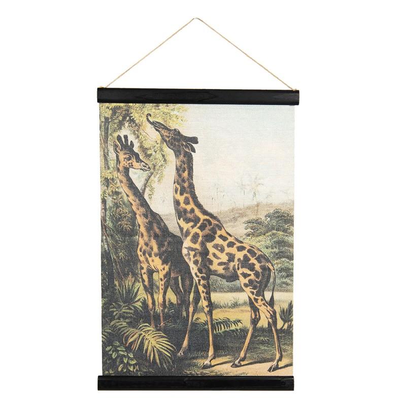 clayre & eef 6WK0032 Wandkleed 40x2x60 cm Bruin Zwart Linnen Giraffen Rechthoek Wanddoek