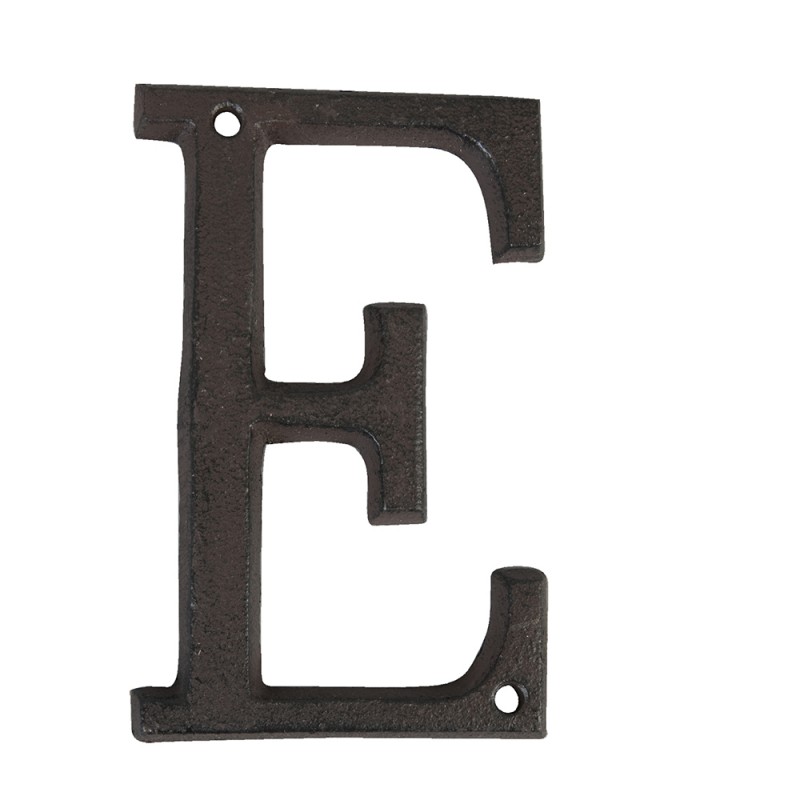 Clayre & Eef 6Y0840-E IJzeren Letter E 13 Cm Bruin IJzer Decoratie Letters