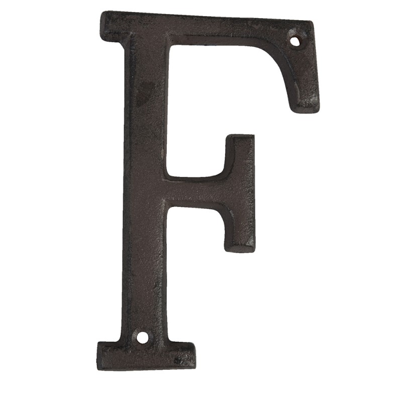 clayre & eef 6Y0840-F IJzeren Letter F 13 cm Bruin IJzer Decoratie Letters