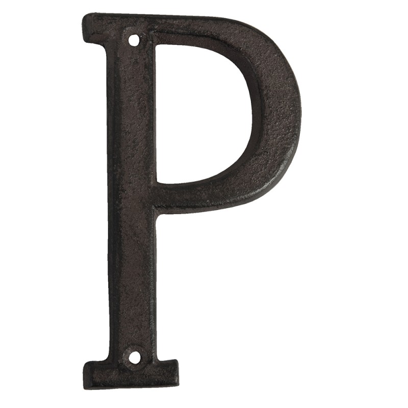 clayre & eef 6Y0840-P IJzeren Letter P 13 cm Bruin IJzer Decoratie Letters