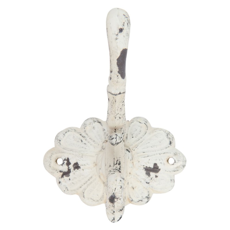 Clayre & Eef 6Y2283W Wandhaak 10x10x13 Cm Wit IJzer Rechthoek Kapstok