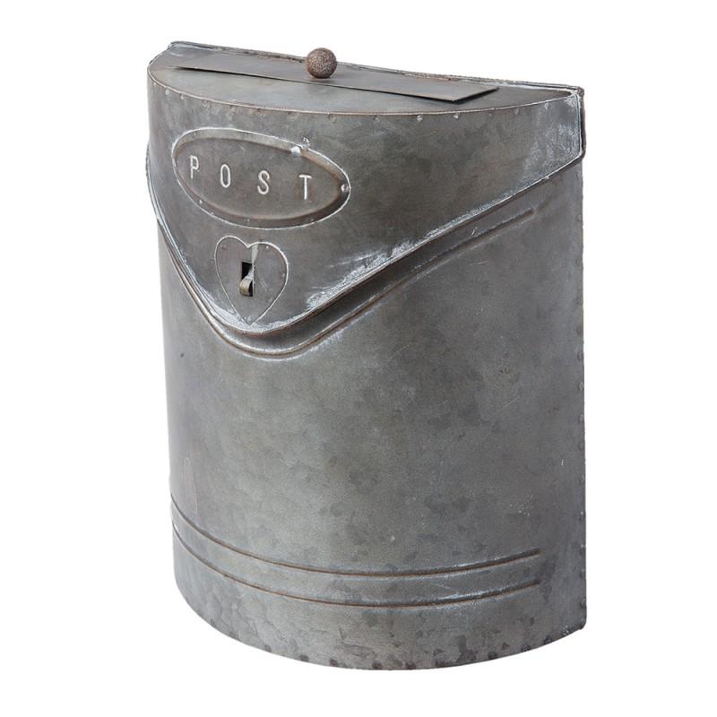 Clayre & Eef 6Y2304 Brievenbus 24x10x29 Cm Grijs IJzer Wandbrievenbus