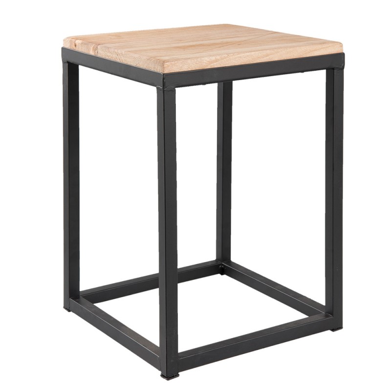Clayre & Eef 6Y2510 Bijzettafel Set Van 2 Zwart IJzer Vierkant Sidetable