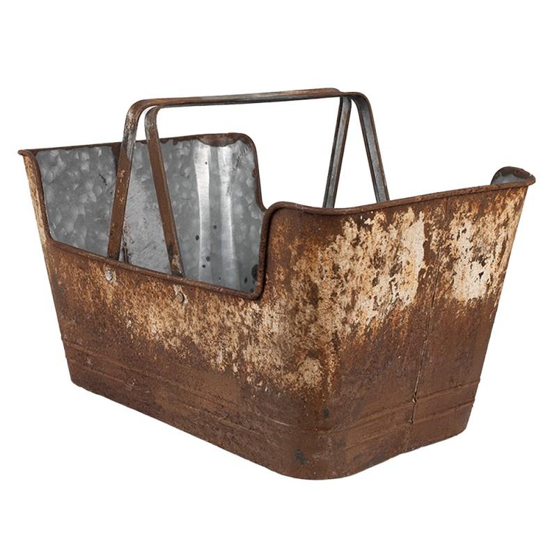 Clayre & Eef 6Y2644 Planthouder 45x28x23 Cm Bruin IJzer Rechthoek Bloempot Binnen