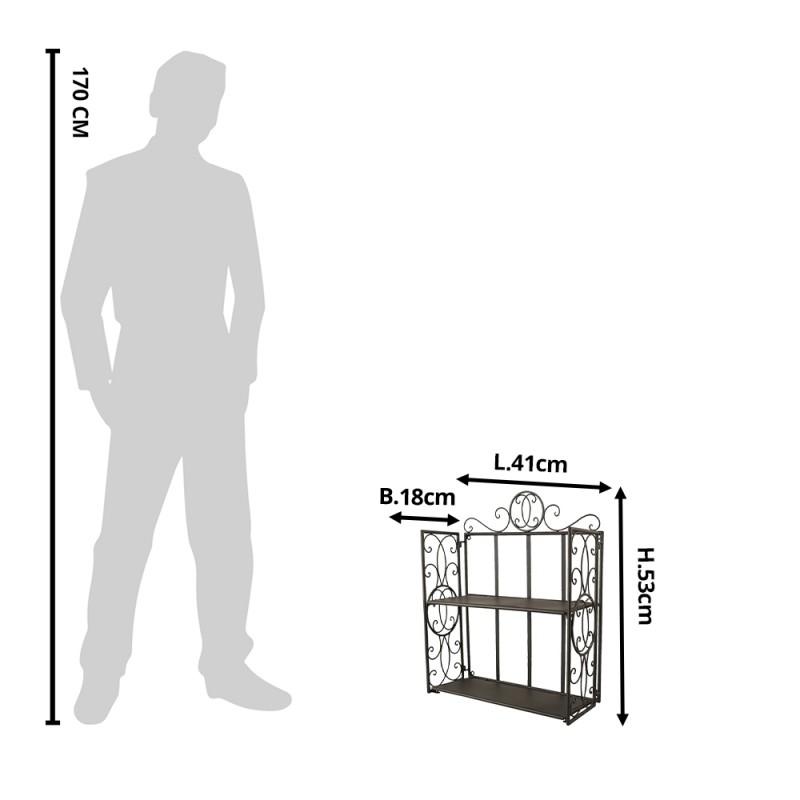 Clayre & Eef 6Y2799 Wandrek 41x18x53 Cm Zwart IJzer Rechthoek Muurrek