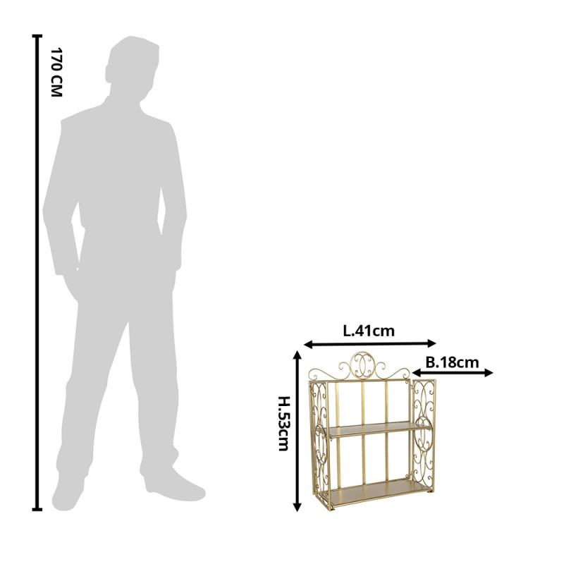 Clayre & Eef 6Y2799GO Wandrek 41x18x53 Cm Goudkleurig IJzer Rechthoek Muurrek