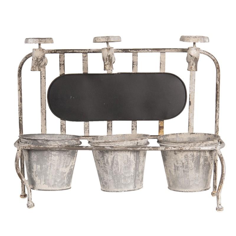 Clayre & Eef 6Y3567 Planthouder 42x15x33 Cm Grijs IJzer Rechthoek Bloempot