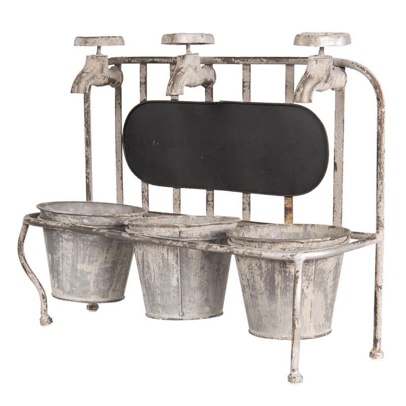 Clayre & Eef 6Y3567 Planthouder 42x15x33 Cm Grijs IJzer Rechthoek Bloempot