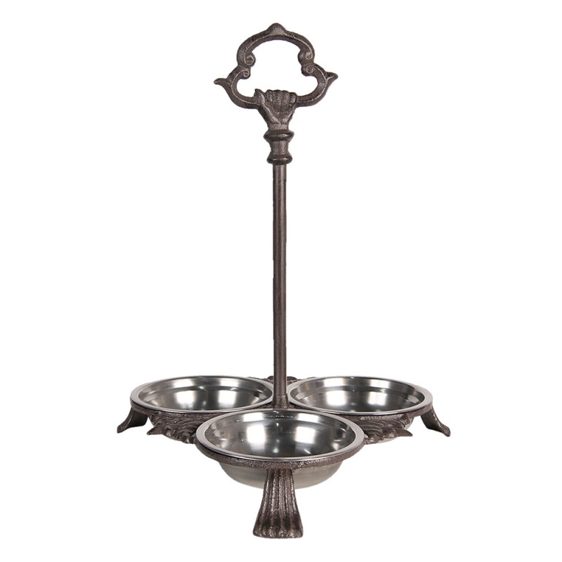 clayre & eef 6Y3664 Voerbak hond 3x500 ml Bruin IJzer Rond Voerbak Kat