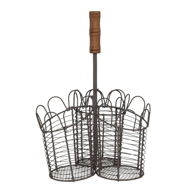 Clayre & Eef 6Y3757 Flessenhouder 23x14x34 Cm Bruin IJzer Rond