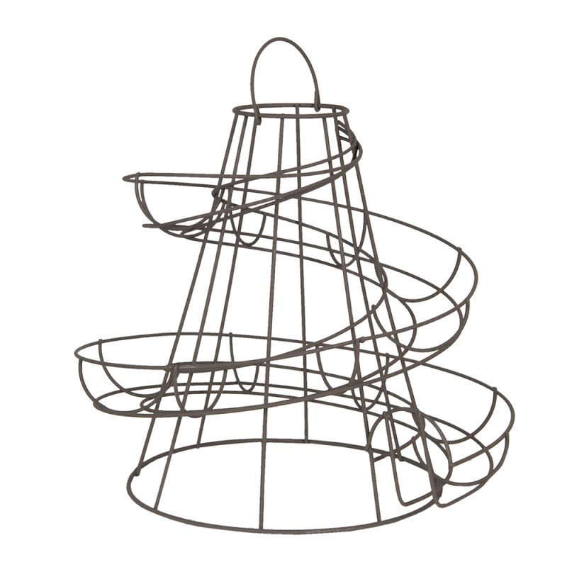 Clayre & Eef 6Y3774 Eierhouder 33x33x35 Cm Zwart IJzer Rond Eiermand