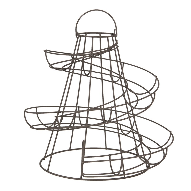 clayre & eef 6Y3774 Eierhouder 33x33x35 cm Zwart IJzer Rond Eiermand