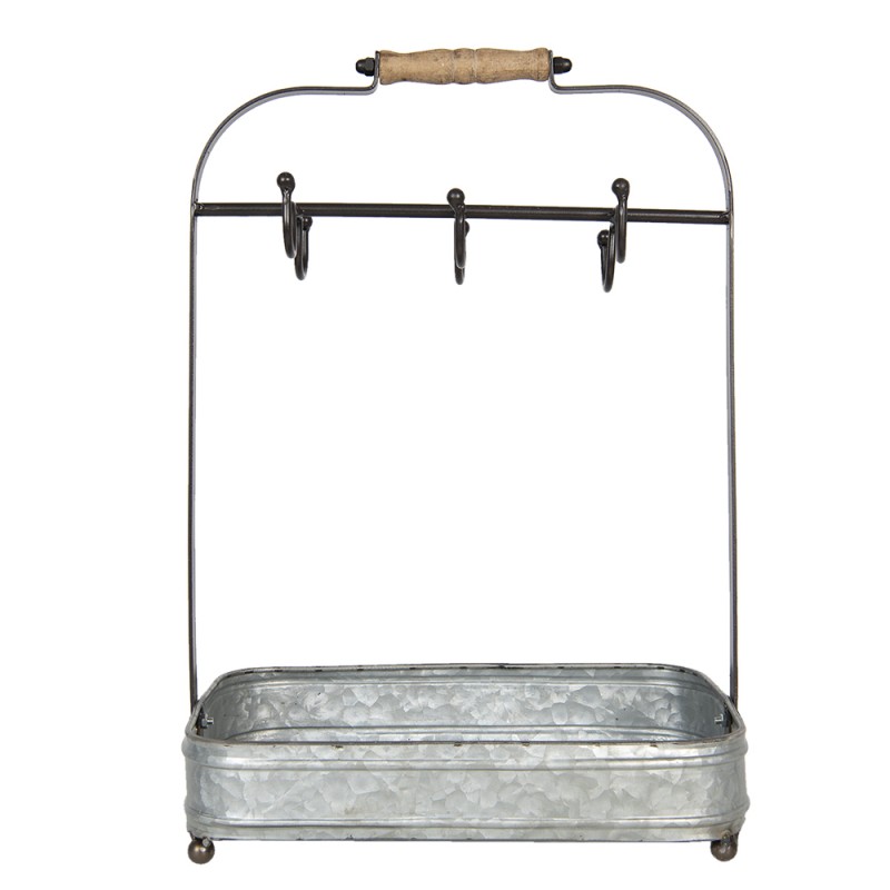 Clayre & Eef 6Y4186 Mokkenrek 32x20x44 Cm Grijs IJzer Mokkenboom