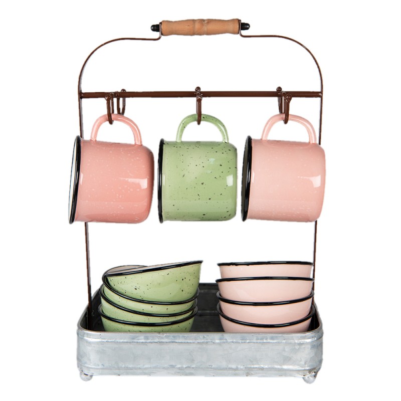 Clayre & Eef 6Y4186 Mokkenrek 32x20x44 Cm Grijs IJzer Mokkenboom