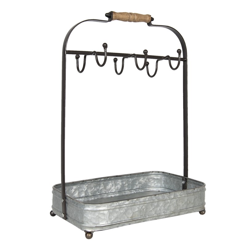 Clayre & Eef 6Y4186 Mokkenrek 32x20x44 Cm Grijs IJzer Mokkenboom