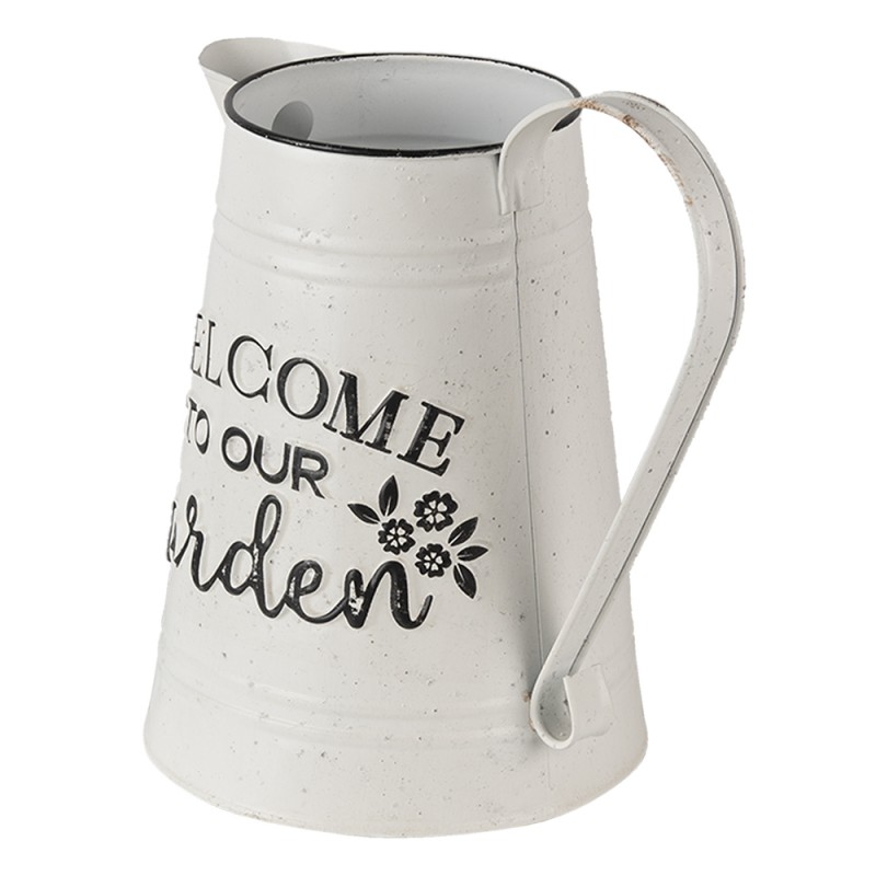 Clayre & Eef 6Y4248 Decoratie Kan 26x17x25 Cm Wit Metaal Rond