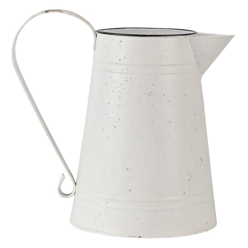 Clayre & Eef 6Y4248 Decoratie Kan 26x17x25 Cm Wit Metaal Rond