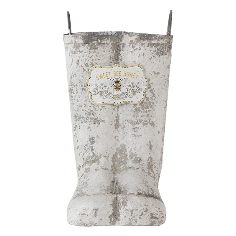 Clayre & Eef 6Y4253 Planthouder Laars 18x24x31/35 Cm Grijs Metaal Bloempot