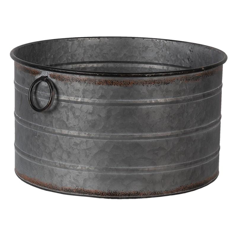 Clayre & Eef 6Y4293 Planthouder Grijs Metaal Rond Plantenpot