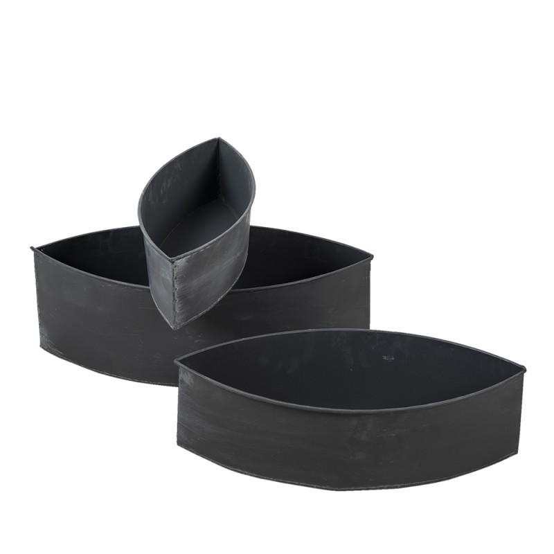 Clayre & Eef 6Y4297 Planthouder Grijs Zink Ovaal Plantenpot