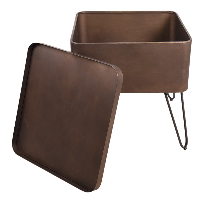 Clayre & Eef 6Y4330 Bijzettafel 45x45x50 Cm Koperkleurig IJzer Vierkant