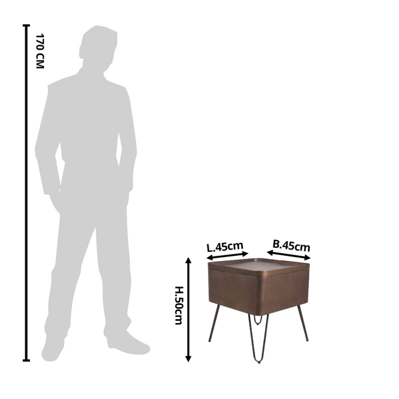 Clayre & Eef 6Y4330 Bijzettafel 45x45x50 Cm Koperkleurig IJzer Vierkant