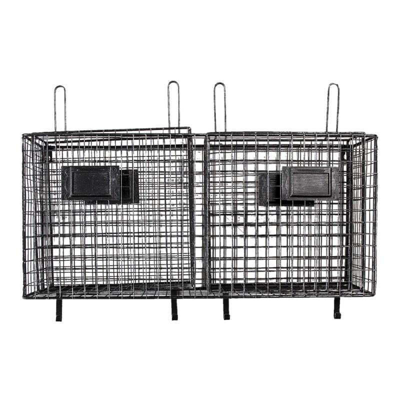 Clayre & Eef 6Y4455 Wandrek 56x12x65 Cm Zwart Metaal Muurrek