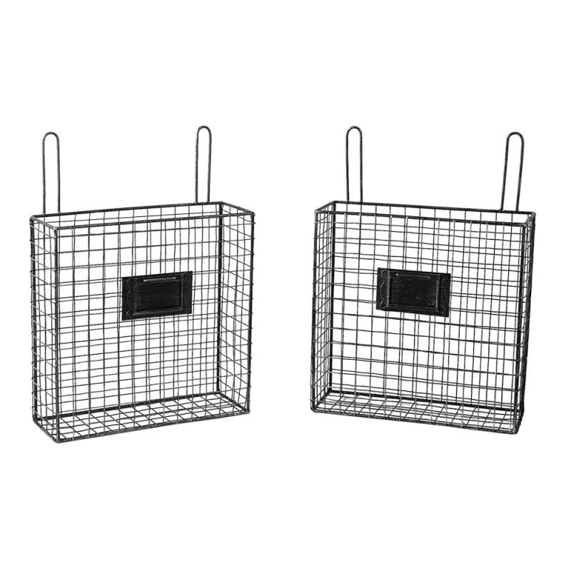 Clayre & Eef 6Y4455 Wandrek 56x12x65 Cm Zwart Metaal Muurrek