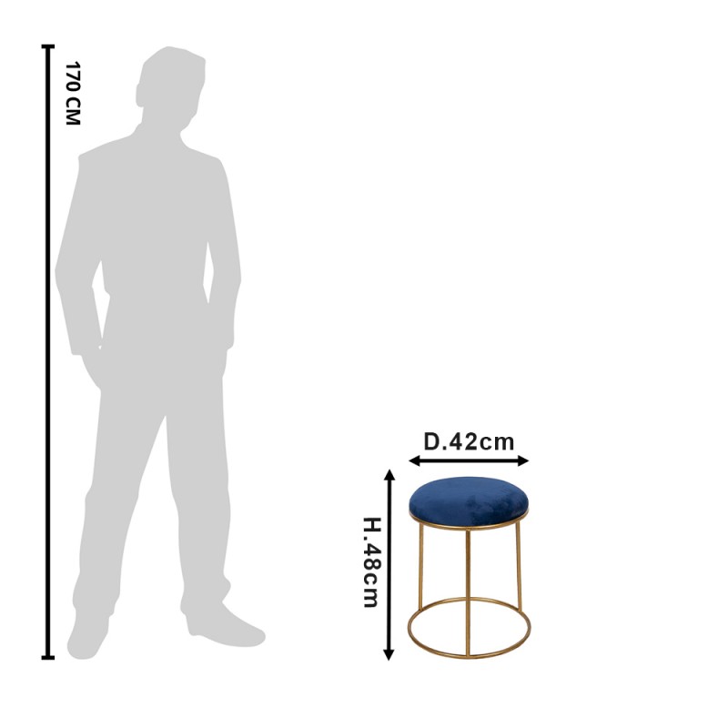 Clayre & Eef 6Y4464BL Krukje Ø 42x48 Cm Blauw Textiel Rond Kruk