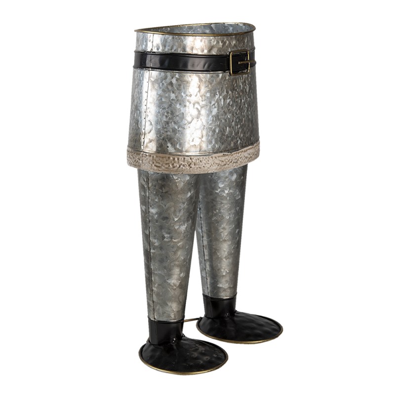 Clayre & Eef 6Y4605 Planthouder Broek 22x15x40 Cm Grijs IJzer Bloempot Binnen