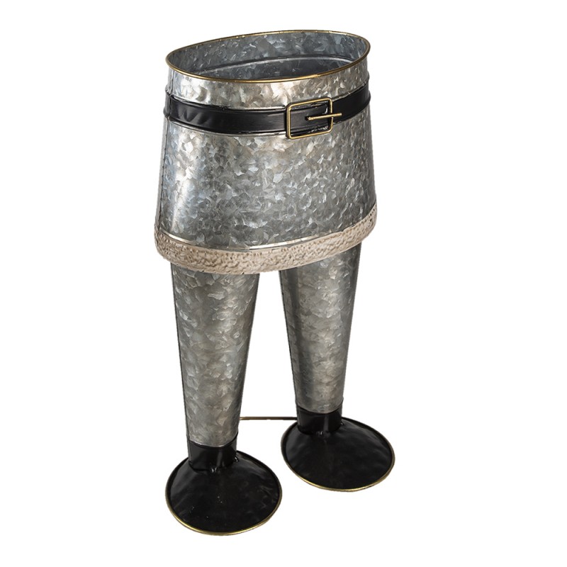 Clayre & Eef 6Y4605 Planthouder Broek 22x15x40 Cm Grijs IJzer Bloempot Binnen