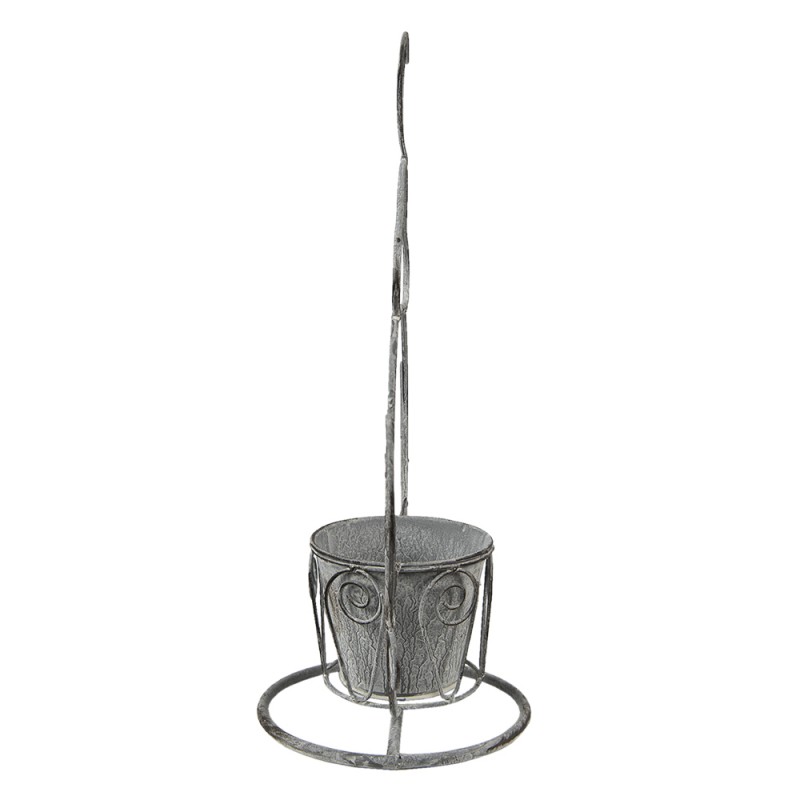 Clayre & Eef 6Y4695 Planthouder Theepot 45x20x48 Cm Grijs IJzer Decoratie Plantenhouder