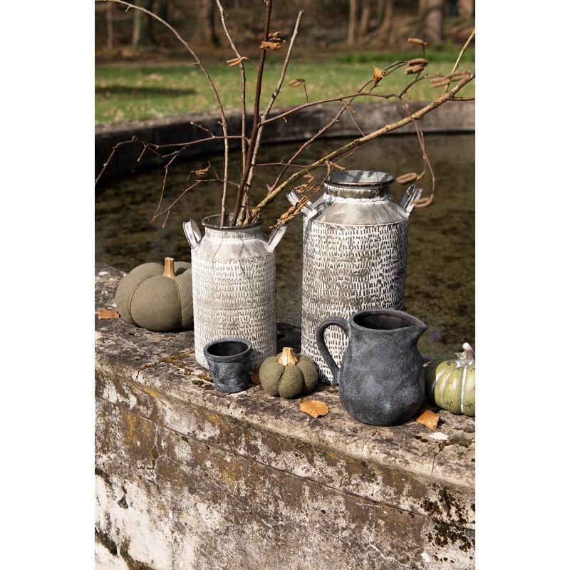 Clayre & Eef 6Y4706 Decoratie Melkbus 19x17x33 Cm Grijs Metaal Rond Melkkan