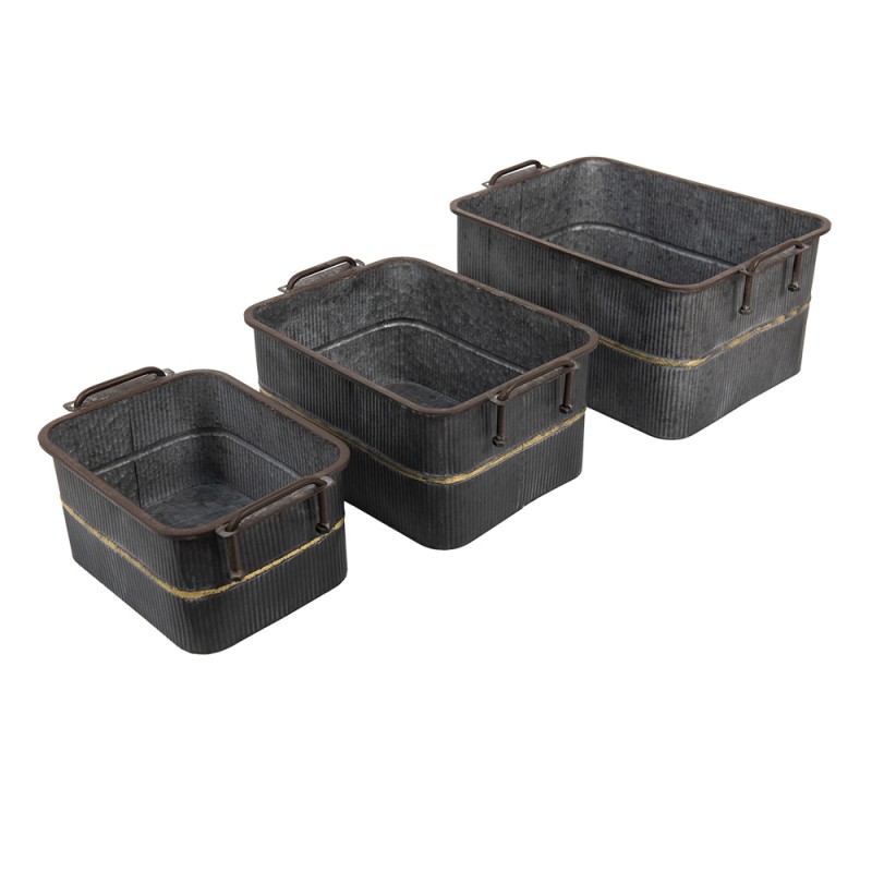 Clayre & Eef 6Y4710 Planthouder 45x32x20 Cm Grijs IJzer Rechthoek Planthouder