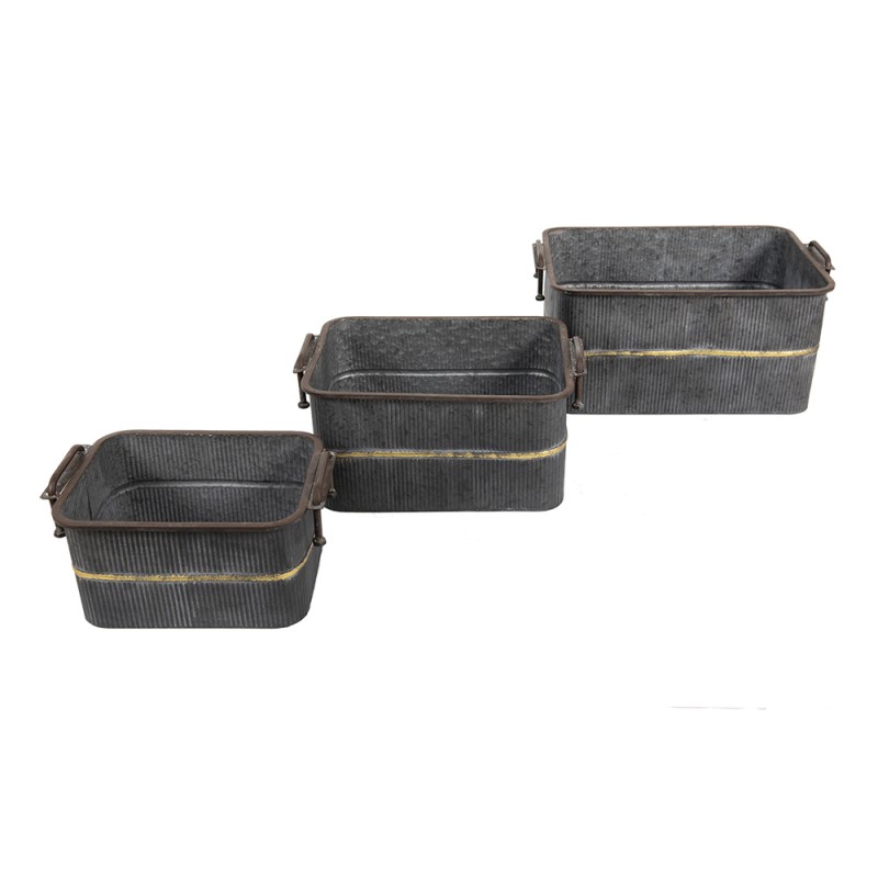 Clayre & Eef 6Y4710 Planthouder 45x32x20 Cm Grijs IJzer Rechthoek Planthouder