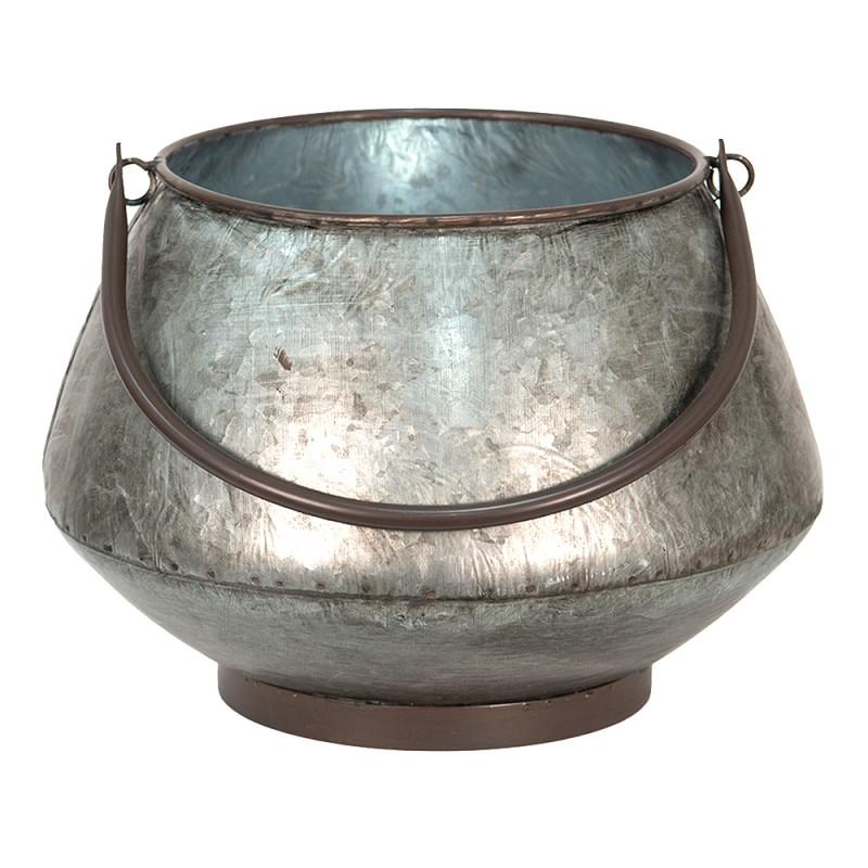 clayre & eef 6Y4742 Planthouder ø 28x19 cm Grijs Metaal Bloempot Binnen