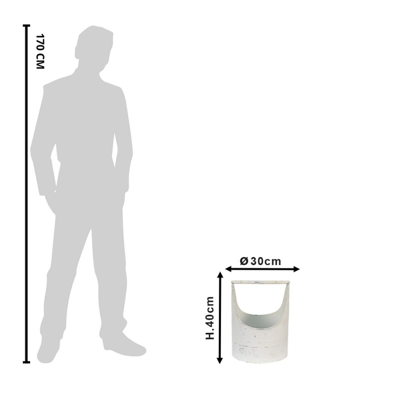 Clayre & Eef 6Y4756 Decoratie Emmer 30x29x40 Cm Wit IJzer Rond Bloempot Binnen