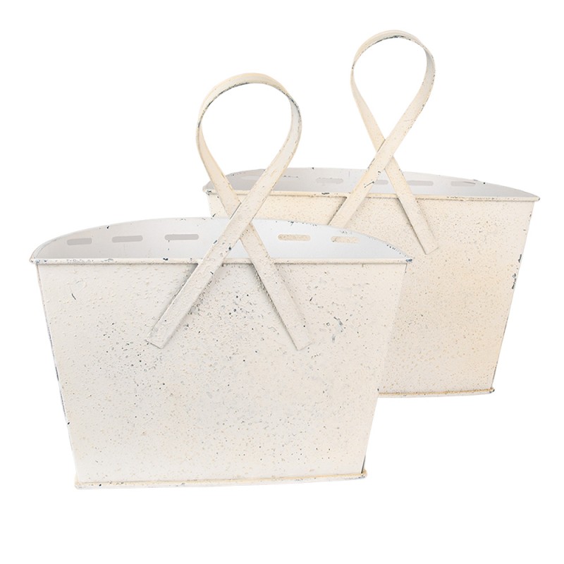 Clayre & Eef 6Y4758 Planthouder Beige IJzer Halfrond Hangpot
