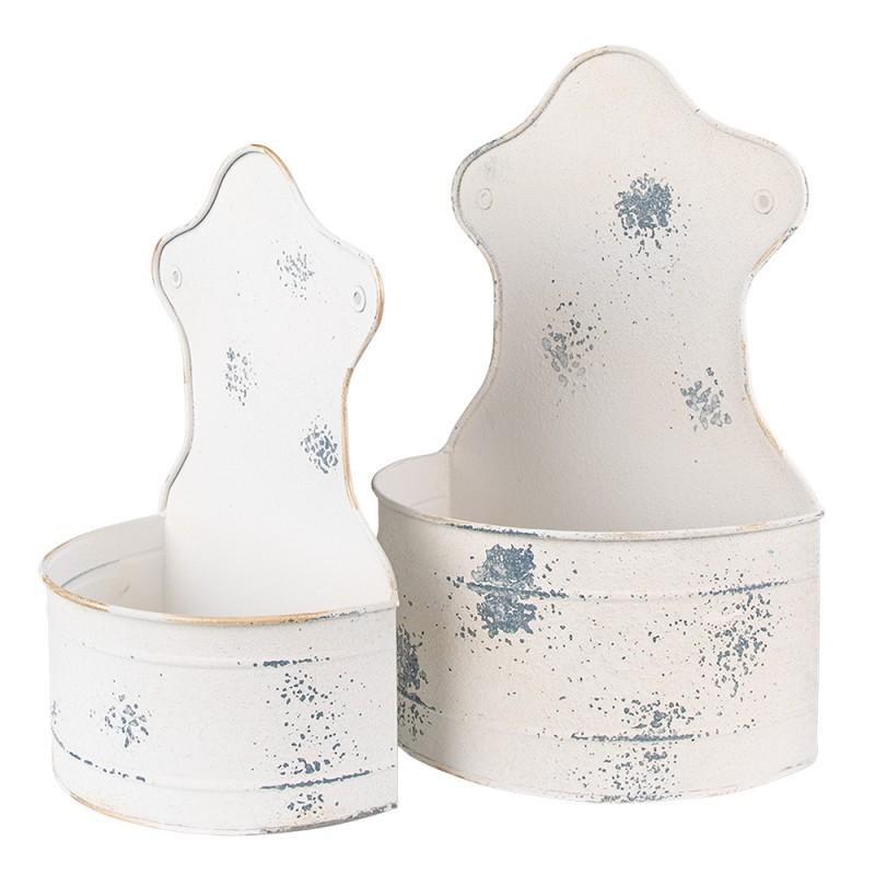 Clayre & Eef 6Y4766 Planthouder 26x14x37 /23x12x32 Cm Beige IJzer Hangpot