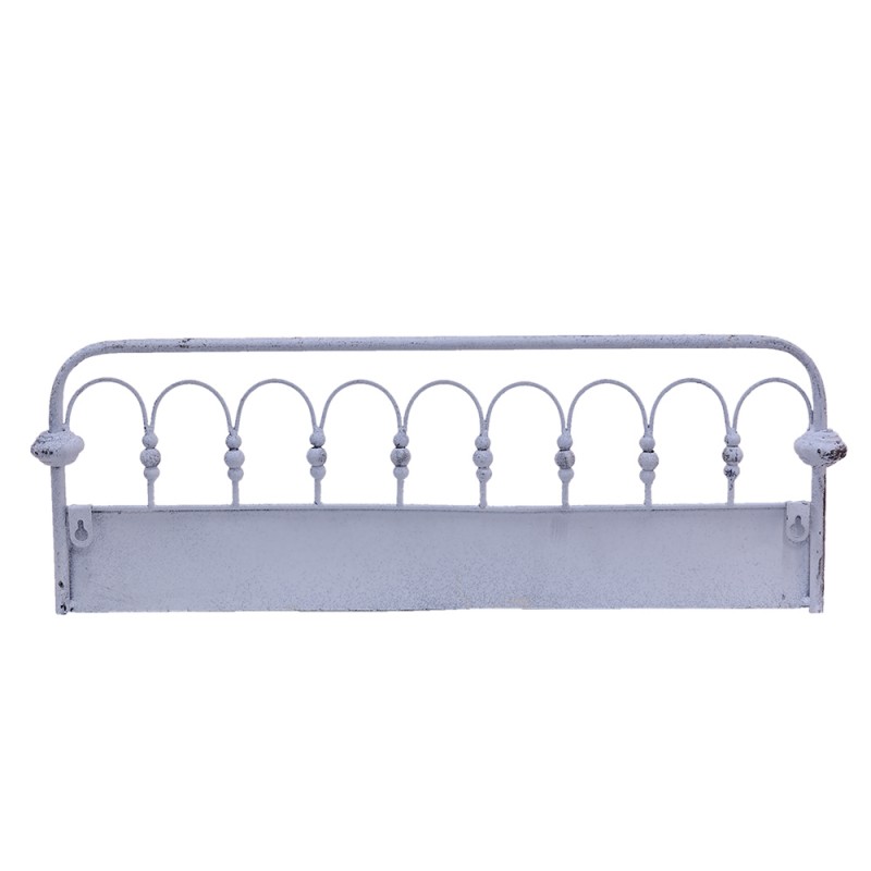 Clayre & Eef 6Y4775 Wandrek 55x18x21 Cm Grijs Beige Metaal Rechthoek Muurrek