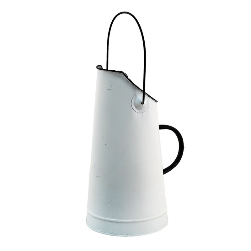 Clayre & Eef 6Y4777 Decoratie Kolenkit Ø 15x30 Cm Wit Metaal Emmer