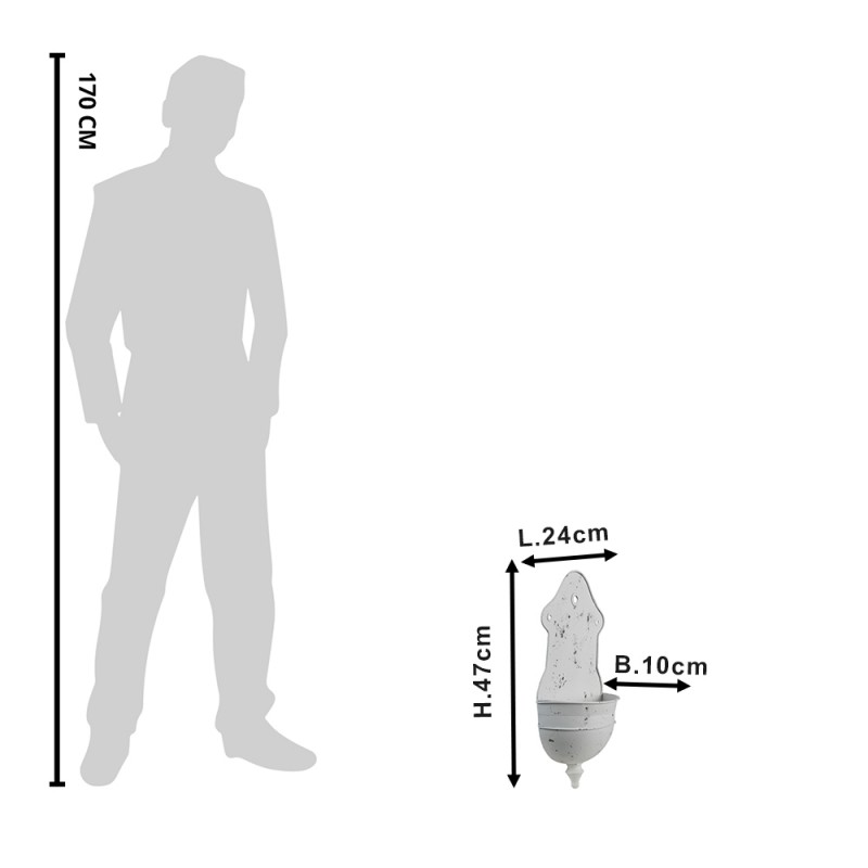 Clayre & Eef 6Y4784 Planthouder 24x10x47 Cm Wit Grijs Metaal Hangpot
