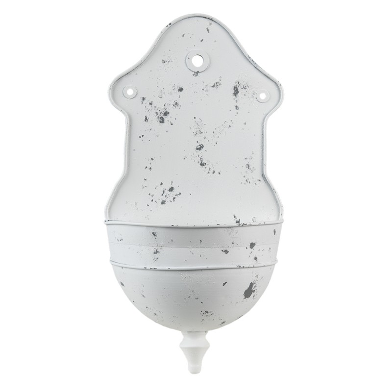 Clayre & Eef 6Y4784 Planthouder 24x10x47 Cm Wit Grijs Metaal Hangpot