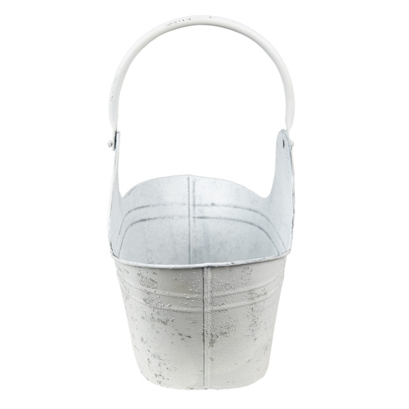 Clayre & Eef 6Y4785 Planthouder Wit Grijs Metaal Plantenpot