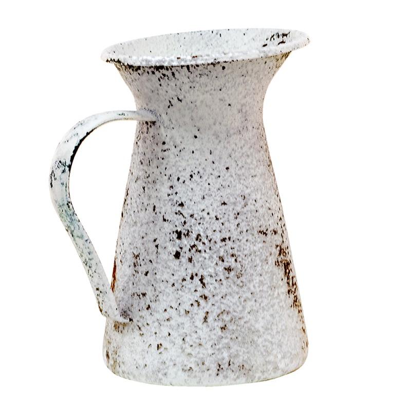 Clayre & Eef 6Y4786 Decoratie Kan 12x12x20 Cm Grijs Wit Metaal Plantengieter