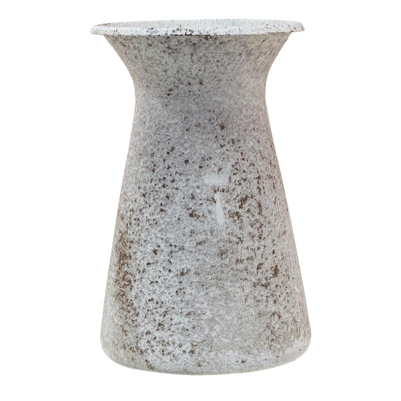 Clayre & Eef 6Y4786 Decoratie Kan 12x12x20 Cm Grijs Wit Metaal Plantengieter