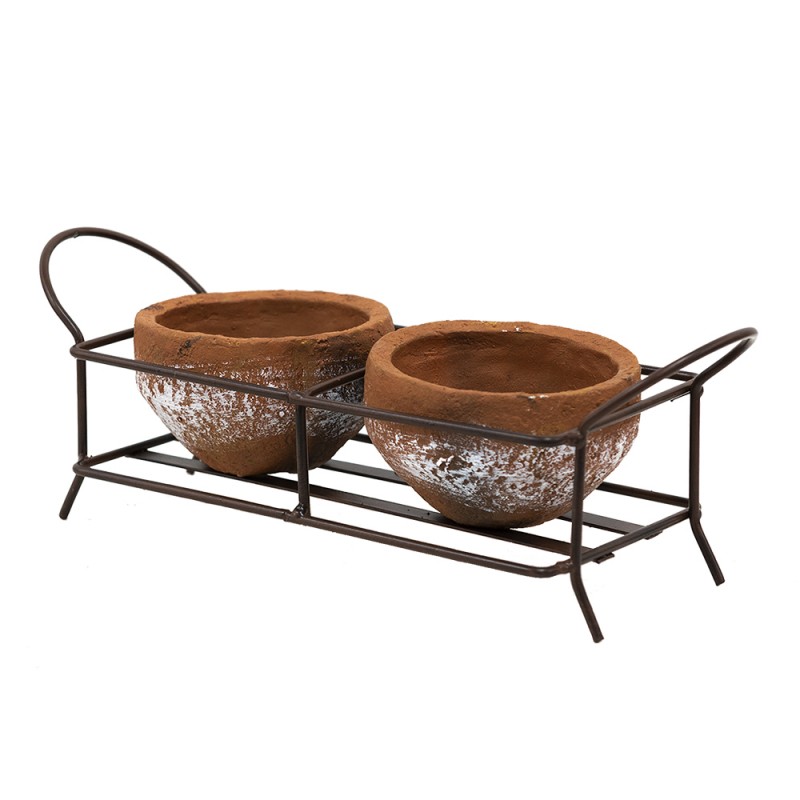 Clayre & Eef 6Y4804 Planthouder 30x12x10 Cm Bruin Metaal Bloempot