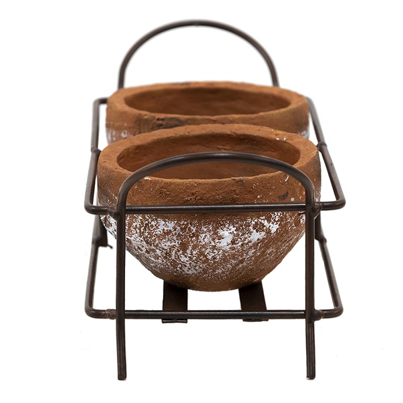 Clayre & Eef 6Y4804 Planthouder 30x12x10 Cm Bruin Metaal Bloempot